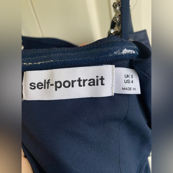 New Self-Portrait Diamante-Embellished Tiered Chiffon Midi Dress - Picture 12 of 16